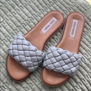 Steve Madden Women's Braided Gray Slide Sandals